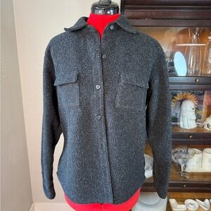 Eddie Bauer Dark Gray Charcoal Wool Blend Button Front Shacket Size L